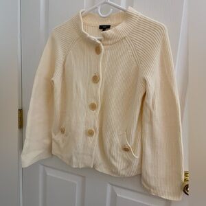 TALBOTS Petites Cotton Blend Cardigan Sz Small, Cream